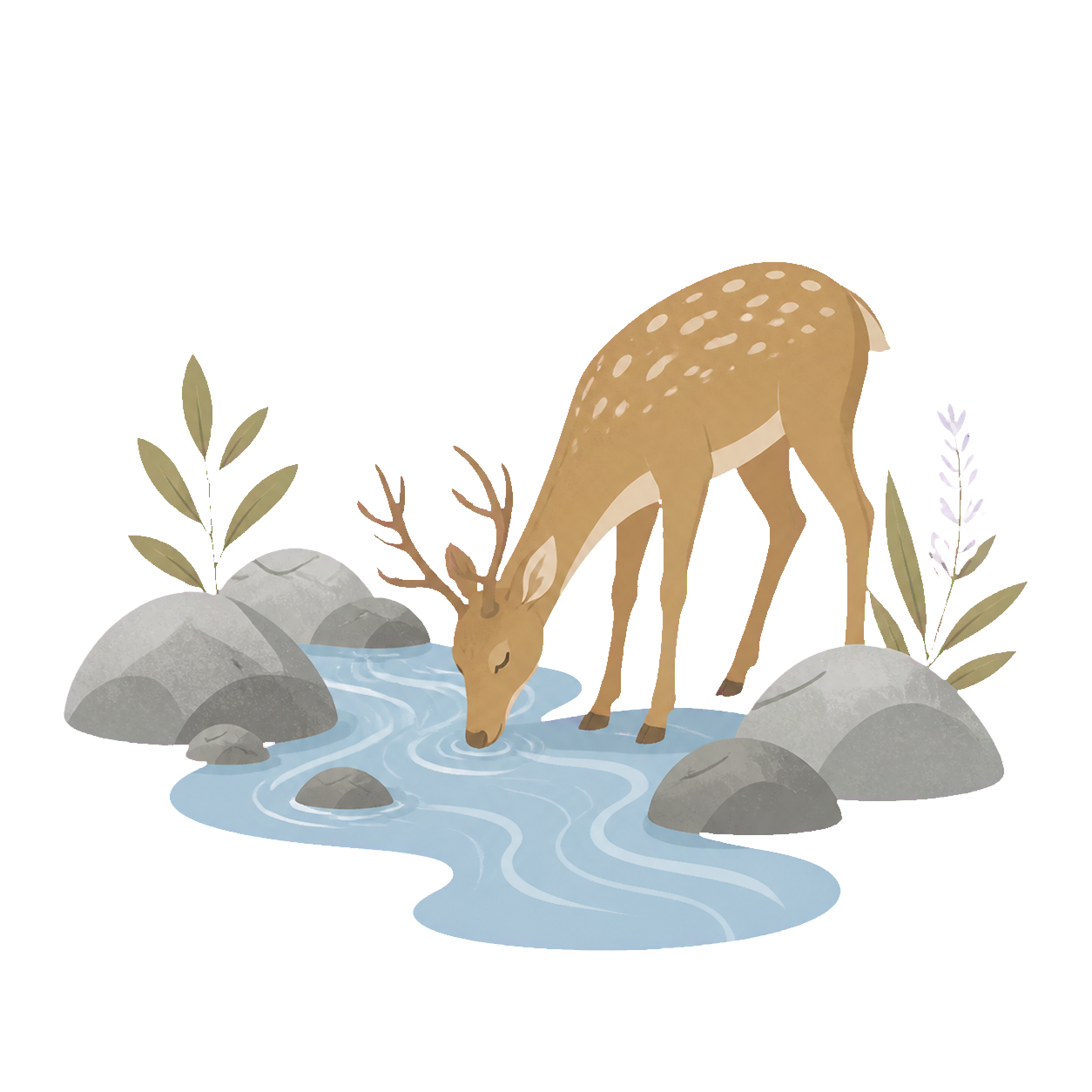 如鹿渴慕溪水插畫